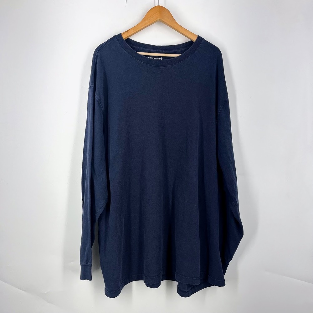 Carhartt Mens 3XL Loose Fit Long Sleeve‎ T-Shirt Navy Blue Cotton K231 NVY Logo